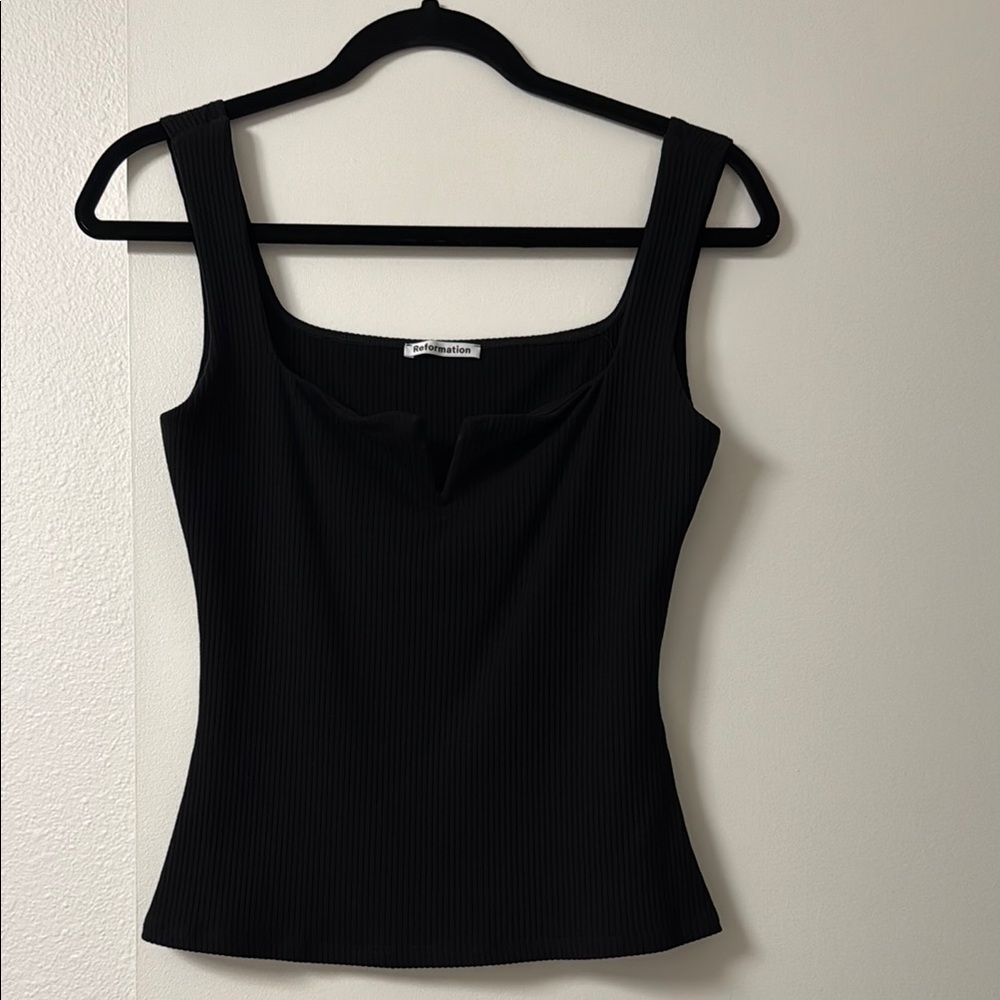 Reformation Black Ribbed Tank